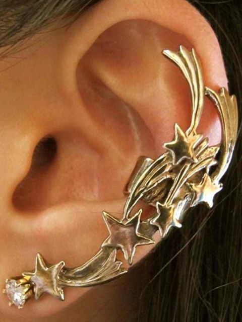 Moda para mujer Nueva personalidad Estilo punk Stars Forma Clip de oreja Ear Stud Pendientes