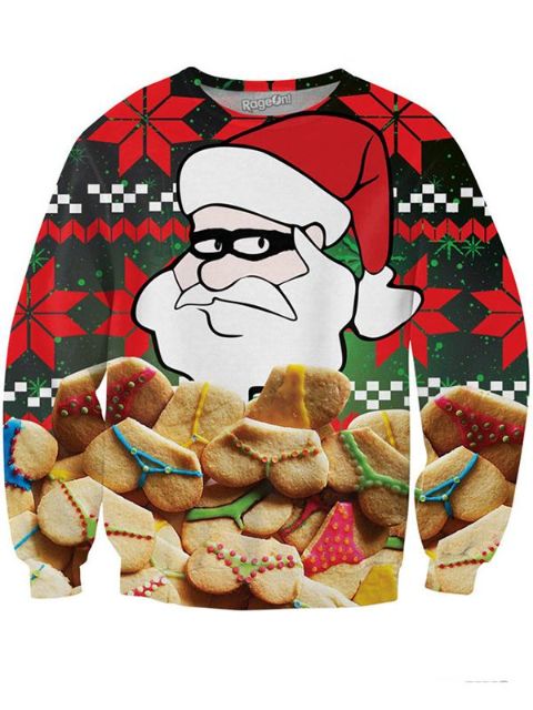 Women's 3D Santa Christmas Carnival Theme Round Neck Sweatshirt Pullovers
