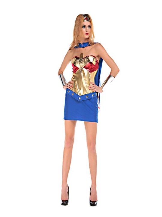 Costume de super fille sexy Déguisement de fête Halloween Ensemble complet Costume d&#39;Halloween