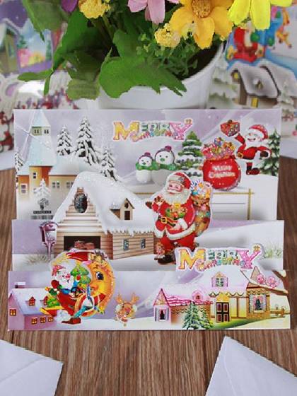 Tarjetas de felicitación de Navidad Tarjetas plegables Postales Mejores deseos para los regalos de los amigos (enviar por al azar)