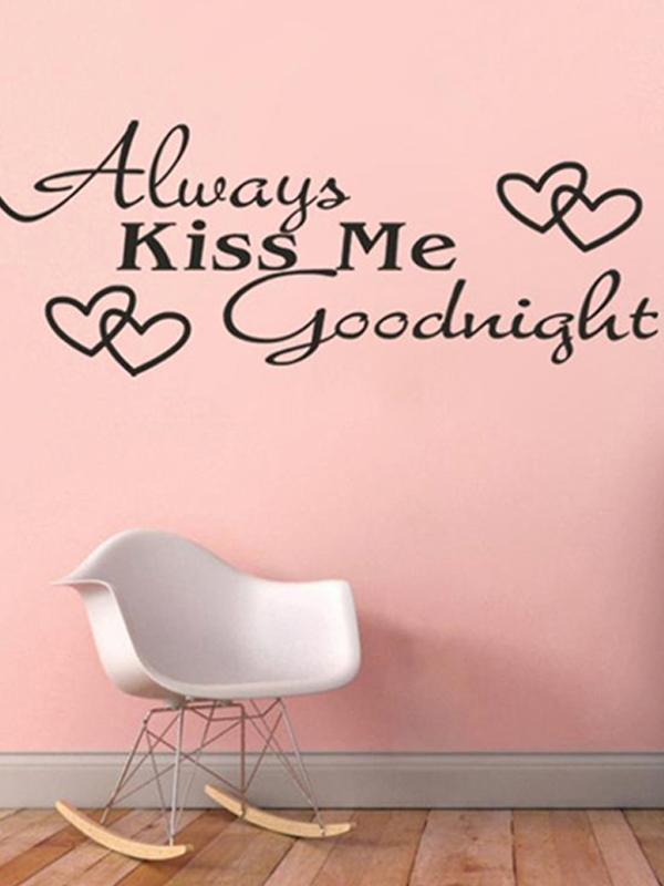 Always Kiss Me Goodnight Creative Quotes Waterproof Removable Wall Decals Diy Wall Stickers Home Decor Mural Arts