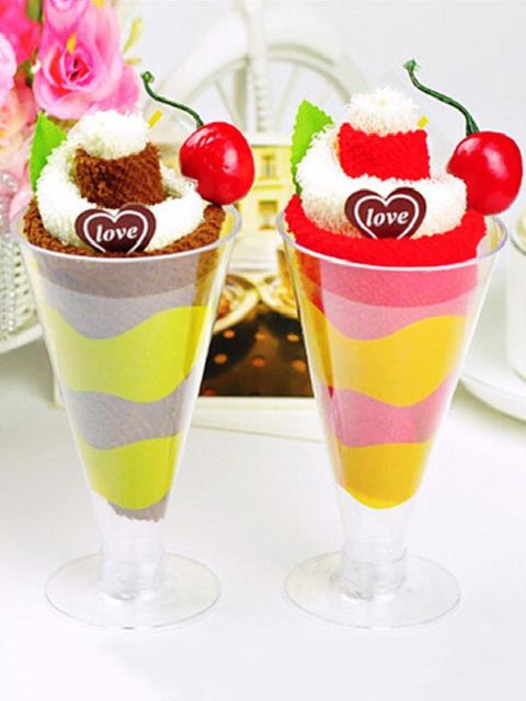 Dupla cor de sorvete em forma de bolo de presentes do favor presentes de casamento toalha de chuveiro de bebê presente de aniversário