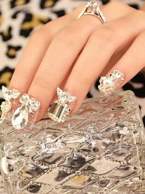 Naisten kukka silmä Fox eläimen muotoinen kristallikuvio DIY-tarra kynsitaide Tarrat kynnet kääri kynsityökalut manikyyri