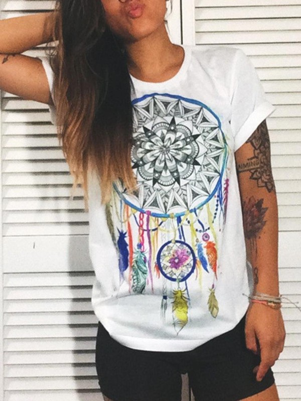 2016 T-shirt à manches courtes imprimé à la mode pour femmes