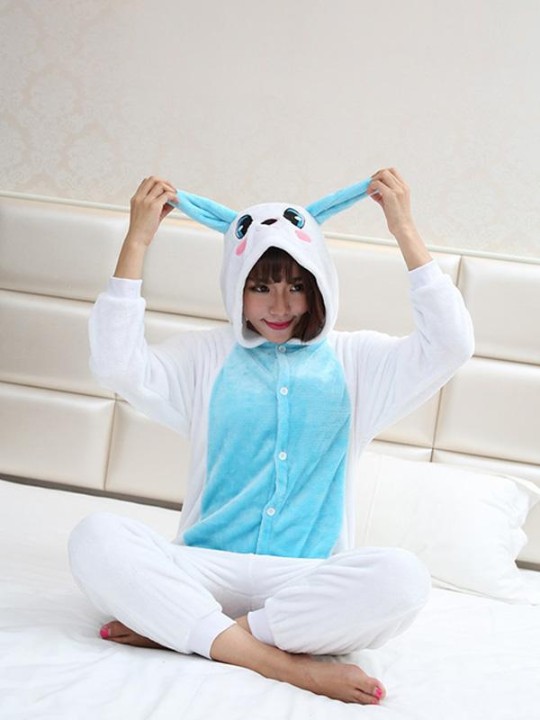 Nye Unisex Mænd Kvinder Voksen Pyjamas Kanin Cosplay Kostume Animal Nattøj