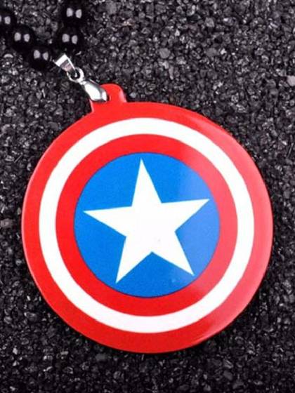 Fashion Acrylic Unisex Necklace Skull I Love BBOX Skull Letters Printed Captain America Shield Punk Style Hip Hop Jewelry Pendant