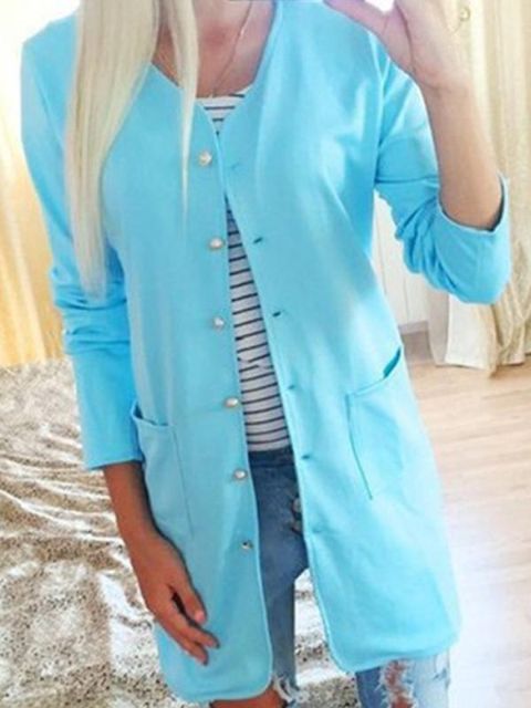 Otoño Casual de color caramelo de las mujeres Cable Cable-Knit Sweater Cardigan Jacket Tops S / M / L / XL