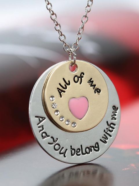 Pareja de moda corazón diamante inglés lema gota collar accesorios de joyería regalos