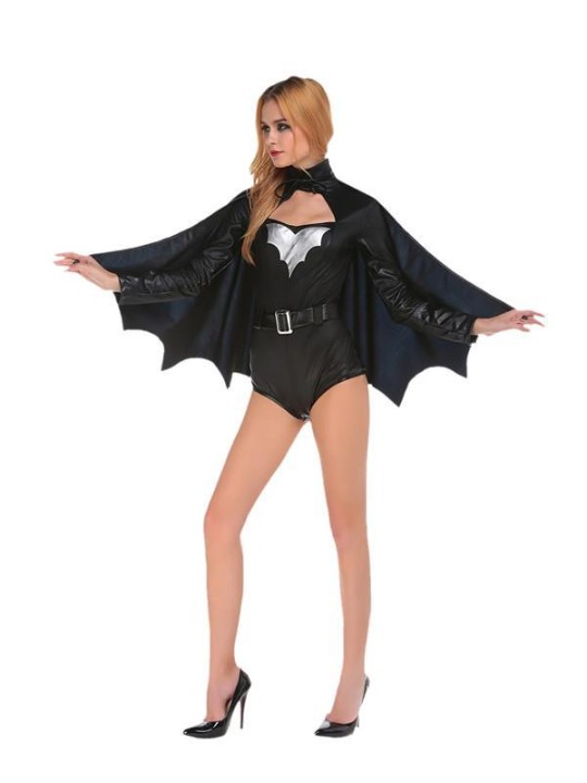 Black Halloween  Bat Girl Costumes Sexy Cosplay Women Set  Bodysuit Role Play Shows