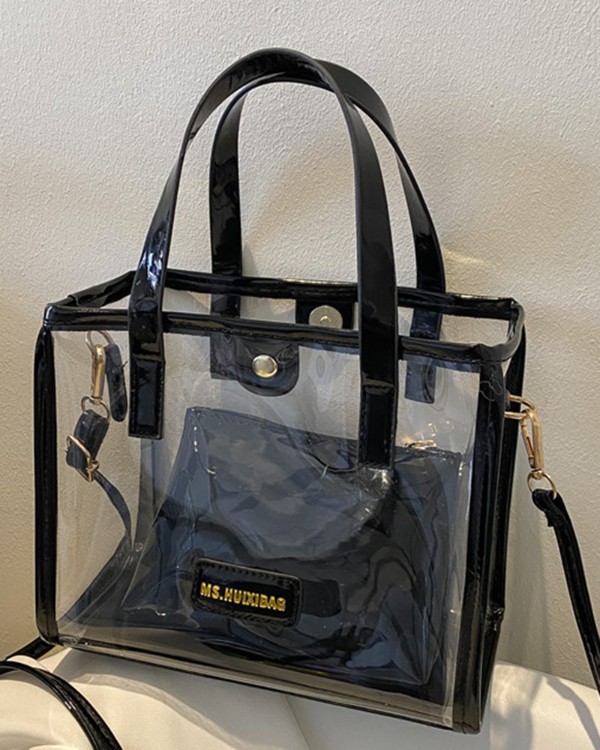 Clear Large Capacity Shoulder Handbag With Inner Pouch