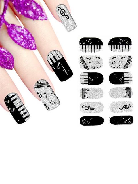 Uusi Piano Shape Naisten Tee-se-itse-tarra Nail Art Decals Nails Wraps Kynsityökalut Manikyyri