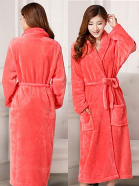 Mode hiver chaud vêtements de nuit Robes solides femmes peignoir robe robes décontracté négligé maison vêtements