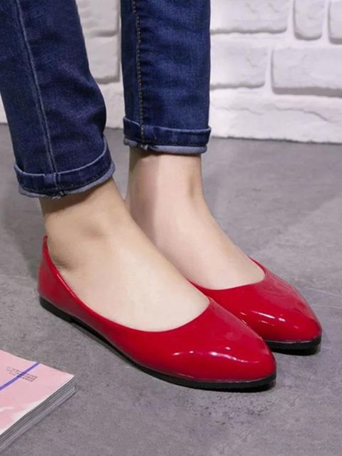 Women's Autumn Candy Color Elegant Stylish PU Leather Basic OL Style Slip Flat Pointed Toe Flats Shoes