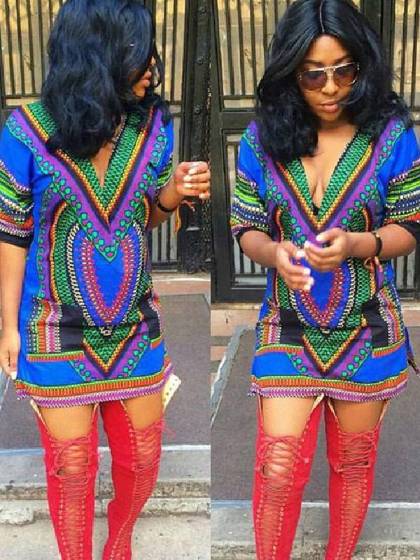 Vestido de cóctel Clubwear de la impresión geométrica del tamaño extra grande del vintage de la impresión geométrica profunda S / M / L del vestido de cóctel