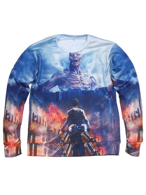 Übergröße Winter Herbst Mode Langarmshirts Sweatshirts Crewneck Printed Pullover Outwear