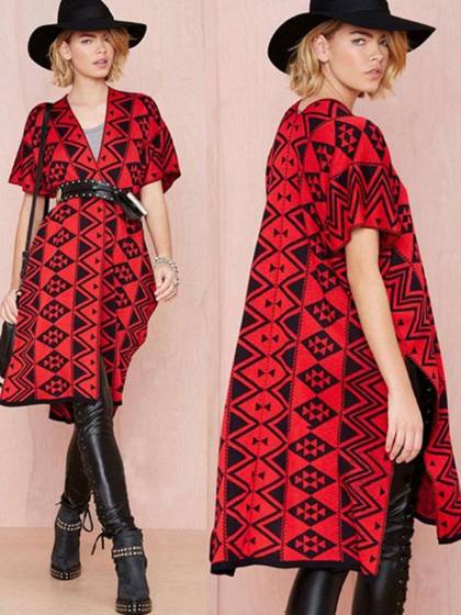 Fall tíska kvenna með stuttum ermi jakka Yfirhafnir Lang peysa Cardigans kjóll