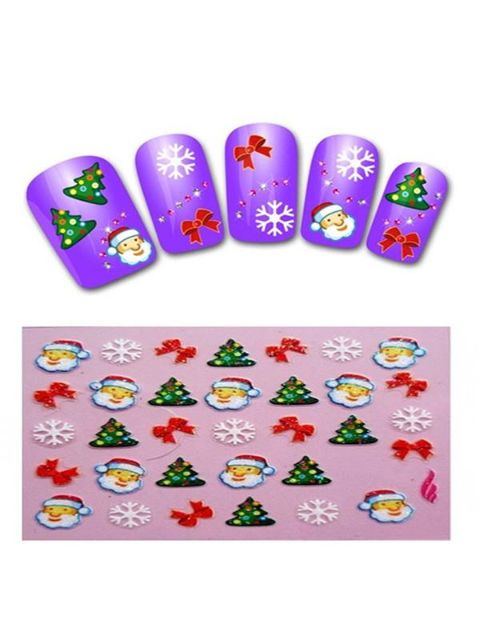 Nuevo Nail Art Stickers Calcomanía Árbol de Navidad / Papá Noel / Bowknot / Copos de Nieve Decoración 3D Etiqueta Engomada Del Clavo Francés Manicura Herramientas de BRICOLAJE