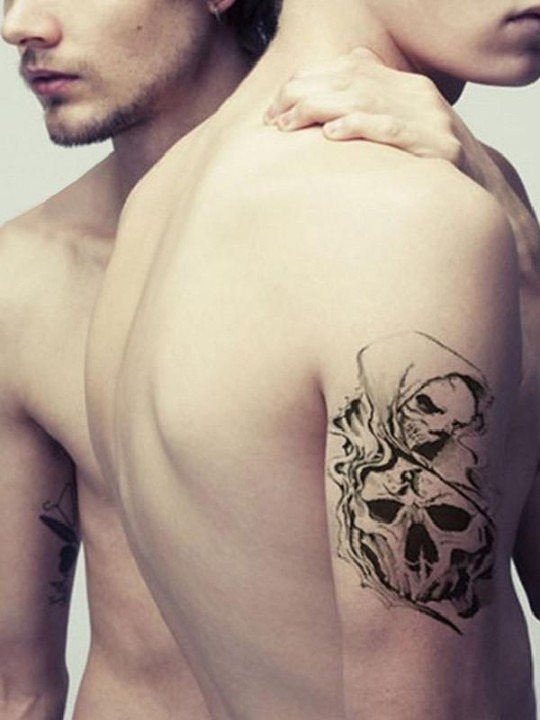 Halloween Cosplay Skull Floral Arm tatuering klistermärken Dekaler Tillfällig tatuering