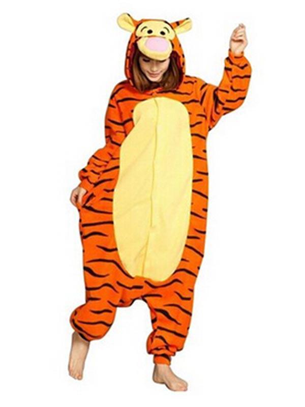 Unisex New Fashion Plus Size Tigger Pattern Pajamas Kigurumi Cosplay Costume Animal Sleepwear