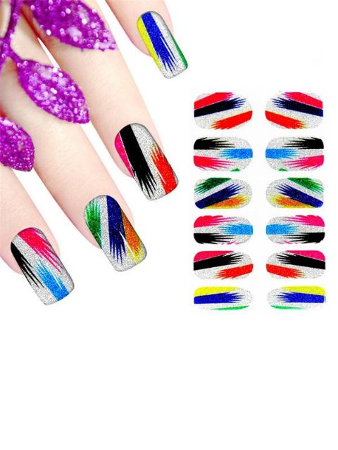 Hot Sale kvenna Litrík ný DIY skínandi límmiði Nail Art Decals Nails Wraps Nail Tools Manicure
