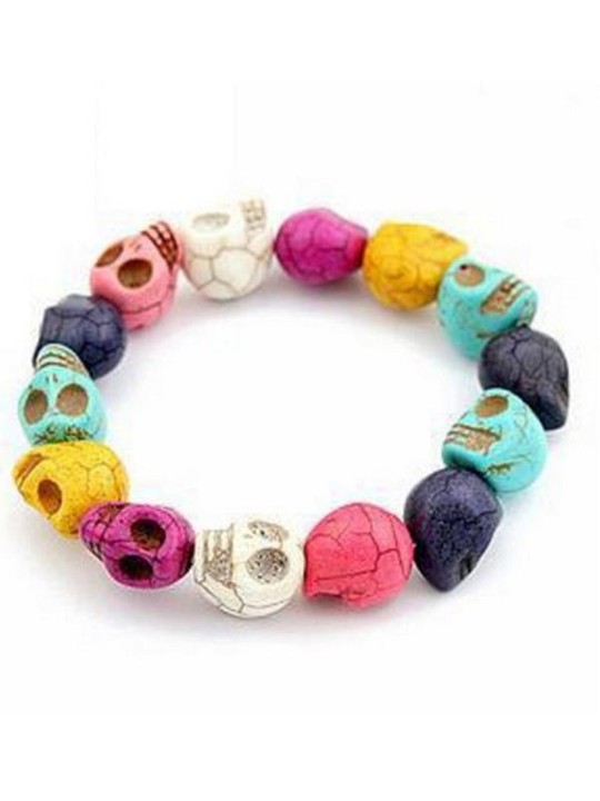 Fashion  New  Personality Colored Skull Stretch Bangle Bracelet