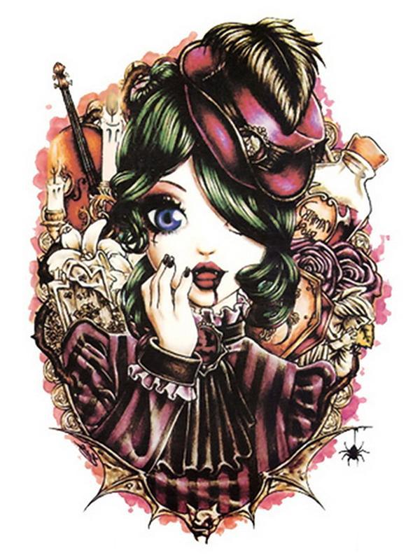 Fashion Cartoon Anime Girls Pattern Autocollants de tatouage imperméables Stickers Tatouage temporaire