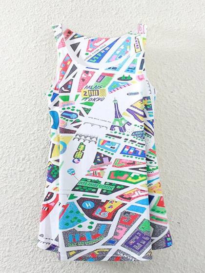 Mode féminine sans manches dessin animé 3D imprimé chemisier chemise gilet débardeurs