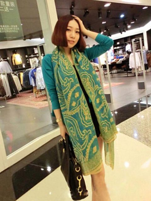 Uusi Korean naisten syksy talvi pehmeä pidentää huivi Retro lämmin huivit Persian johto vaaleanvihreä Voile huivi