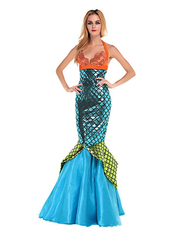 Halloween Slim Fit baklaus Bodycon hafmeyjubúningur kvenna fullorðinn kynþokkafullur fínn kjóll Cosplay