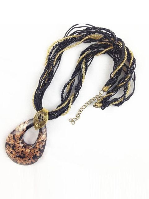 Natural Retro Gota Forma Corda Cadeia Colar de Pingente Mulheres Declaração Étnica Clavícula Colares de Jóias