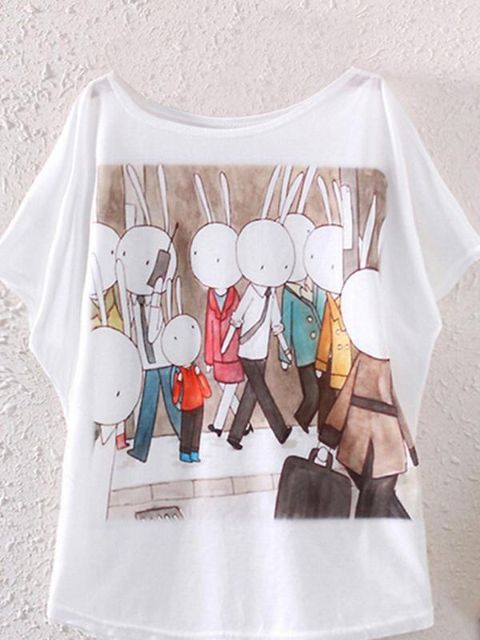 Dammodell Bat Sleeve Cartoons 3D Printed Loose Blouse Shirt Vest Tank Tops