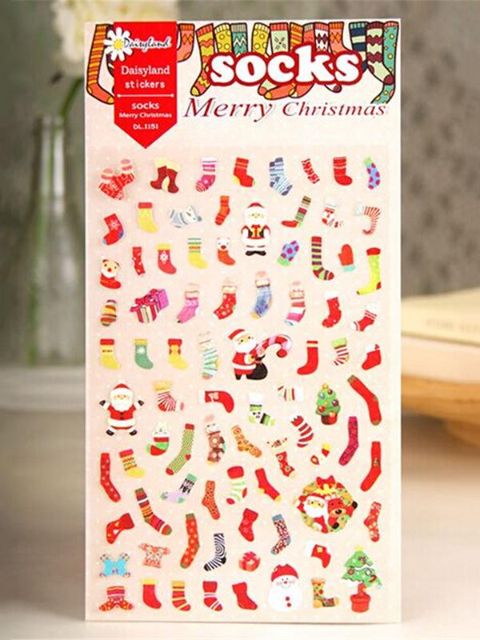 Gör-det-själv Anteckningsbok Sock Design God Jul Fotoalbum Kuvert Seal Scrapbook Papper Klistermärken Dekoration