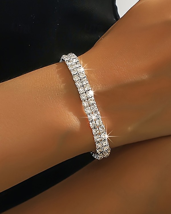 Glitter Rhinestone Stretch Bracelet Elegant Party Stackable Crystal Bracelet 
