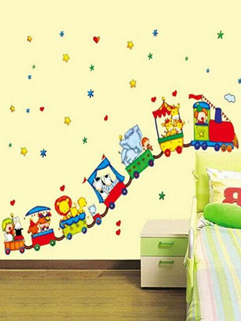 Animal Circus Train Children DIY Removable Wall Stickers Parlor Kids Bedroom Home House Decoration