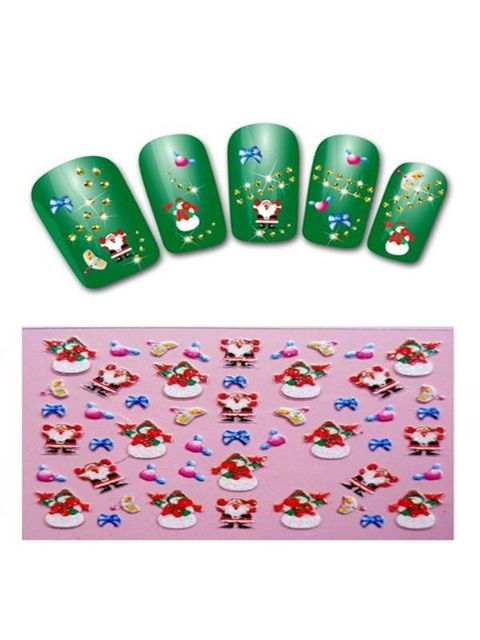 New Nail Art Stickers Decalque Natal Papai Noel / Boneco de neve / Bowknot 3D Etiqueta Do Prego Francês Manicure DIY Ferramentas