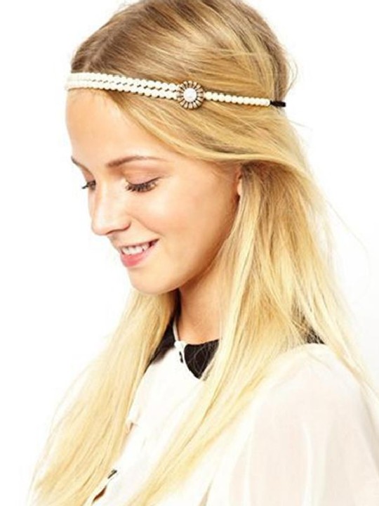Moda feminina nova pérolas headband floral headwear acessórios para o cabelo