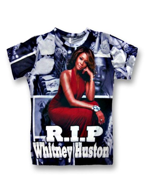 Mode hett 3D-tryck RIP Whitney Houston Casual Cotton Short Sleeves T-shirt Tops Tees