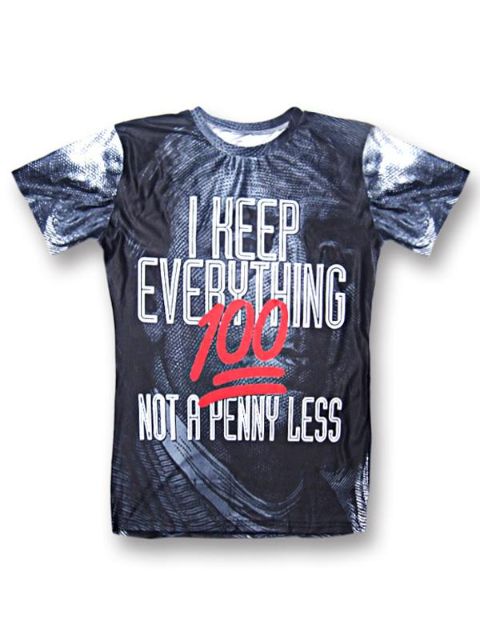 Fashion Hot 3D Print 100 Scores & Dollar Casual Cotton Short Sleeves T-shirt Tops Tees