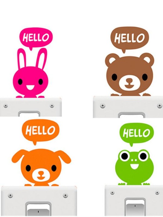 Dekorative PVC-vægklistermærker Cartoon Cat Switch Stickers Aftagelige