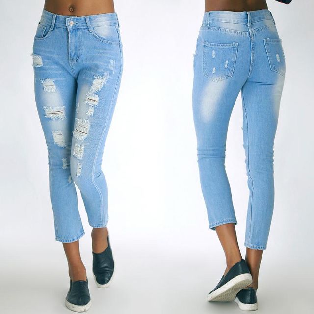 Mode Cool 6 Größe Denim Hosen Großes Loch Zerrissene Jeans Capris Bleistift Hosen Wornout Boyfriend Jeans