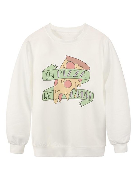 Casual mignon impression numérique Pizza perles Hoodies sweat-shirt pull pour femmes vêtements de sport