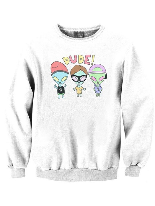 Afslappet sødt digitalt tryk Emoji Elien Team Beading Hoodies Sweatshirt Pullover til kvinder Sportsbeklædning