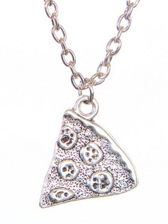 Damenmode Einfache Pizza 6 Teile Splice Silber Anhänger Halskette