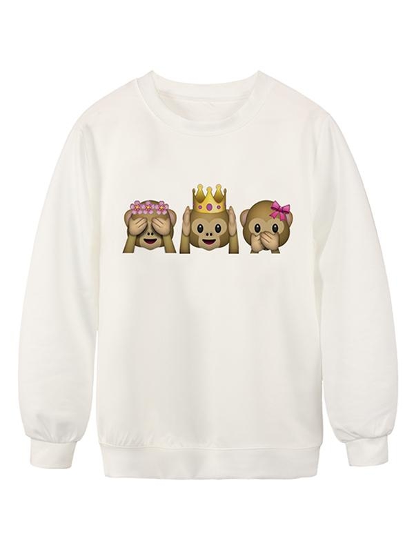 Floral Emojis see no evil Beading Hoodies Sweatshirt Pullover for Women Sportswear