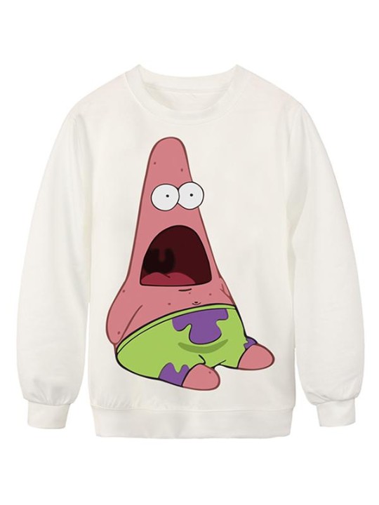 Afslappet sødt digitaltryk Overrasket Pat Meme Beading Hoodies Sweatshirt Pullover til kvinder Sportstøj