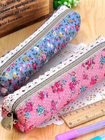 Mini Retro Flower Blómablúndur blýantaveski
blýantaska skólavörur Snyrtivörur förðunarpoki Renniláspoki Veski
Estojo Escolar