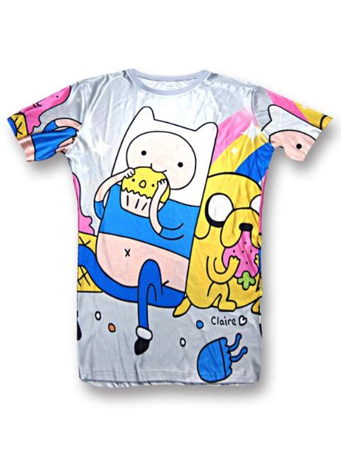 Fashion Hot 3D Print Adventure Time Casual Cotton Short Sleeves T-shirt Tops Tees