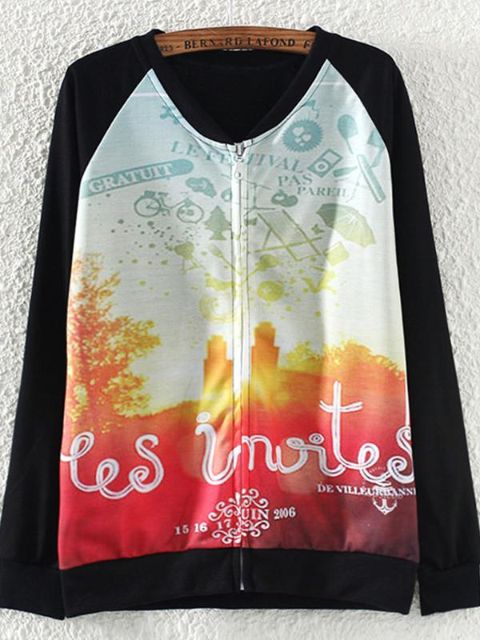 Euramerican primavera otoño nueva moda impresión manga larga con capucha suéter capa Tops uniforme de béisbol