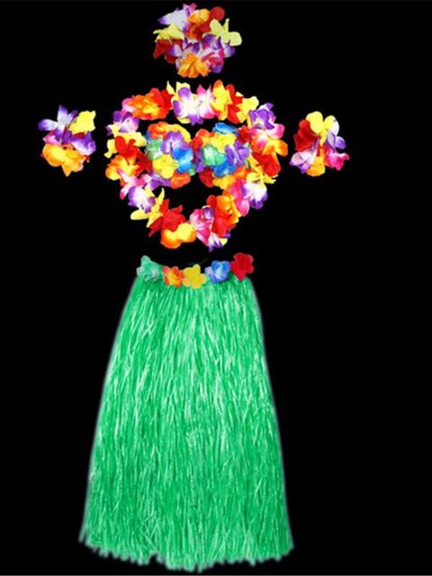 Hawaiian Hula Gras Rock Lei Set Headwear Halskette Armband Garland Leis Geburtstag Party Dekoration Event Party Supplies