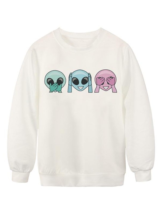 Casual Cute Digital Print Hello Elien Team Beading Hoodies Sweatshirt Pullover for Women Sportswear